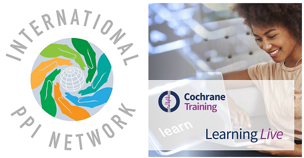 Logos for the International PPI Network and Cochrane Training: Learning Live